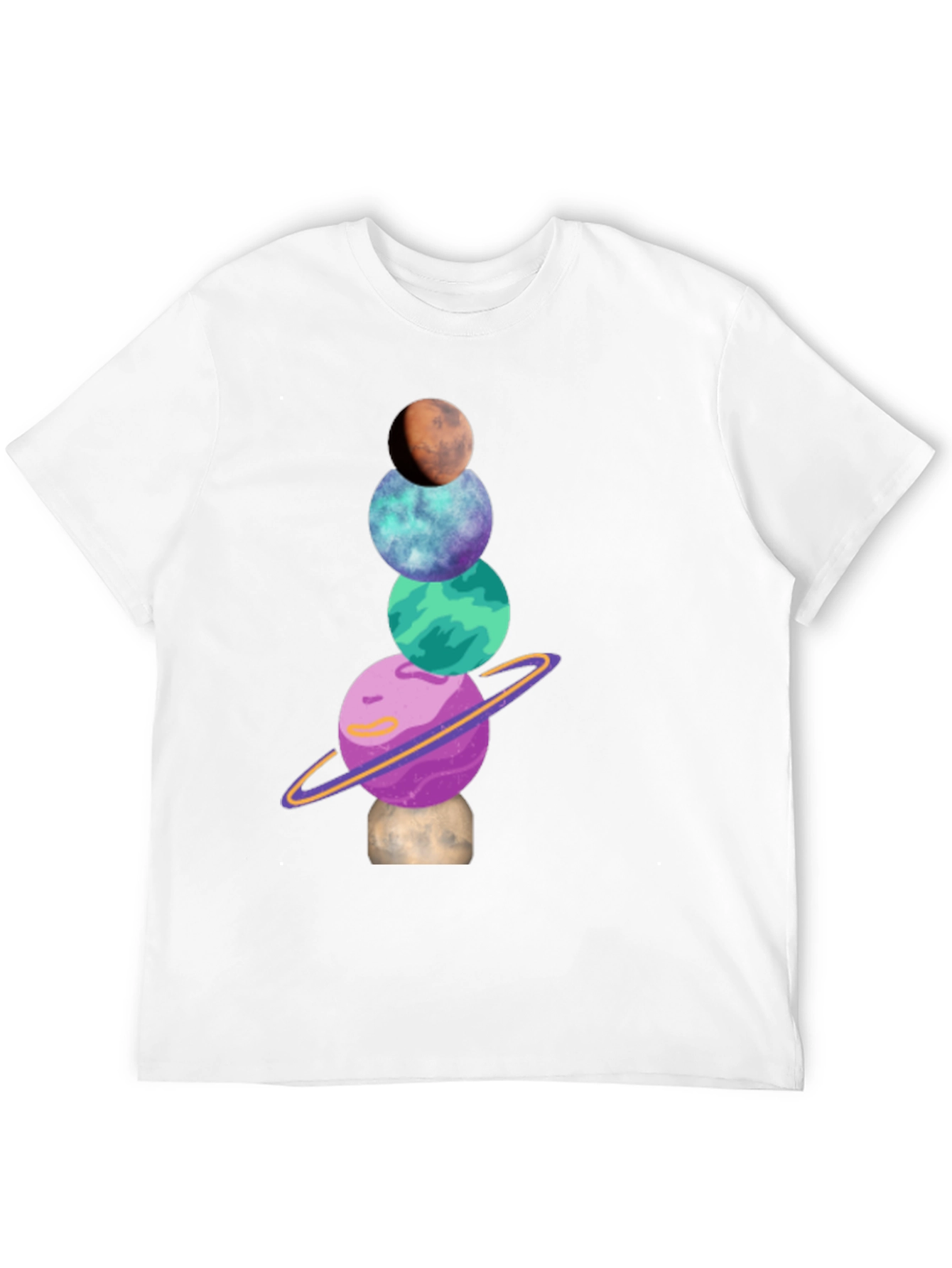 Planets Stack Graphic Tee - Trendy Space Shirt