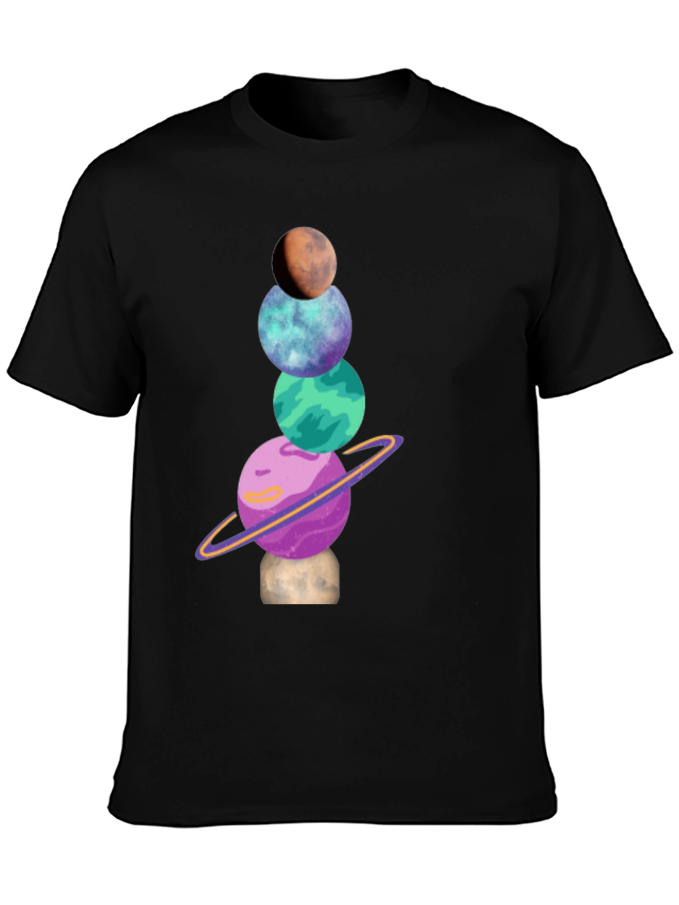Planets Stack Graphic Tee - Trendy Space Shirt