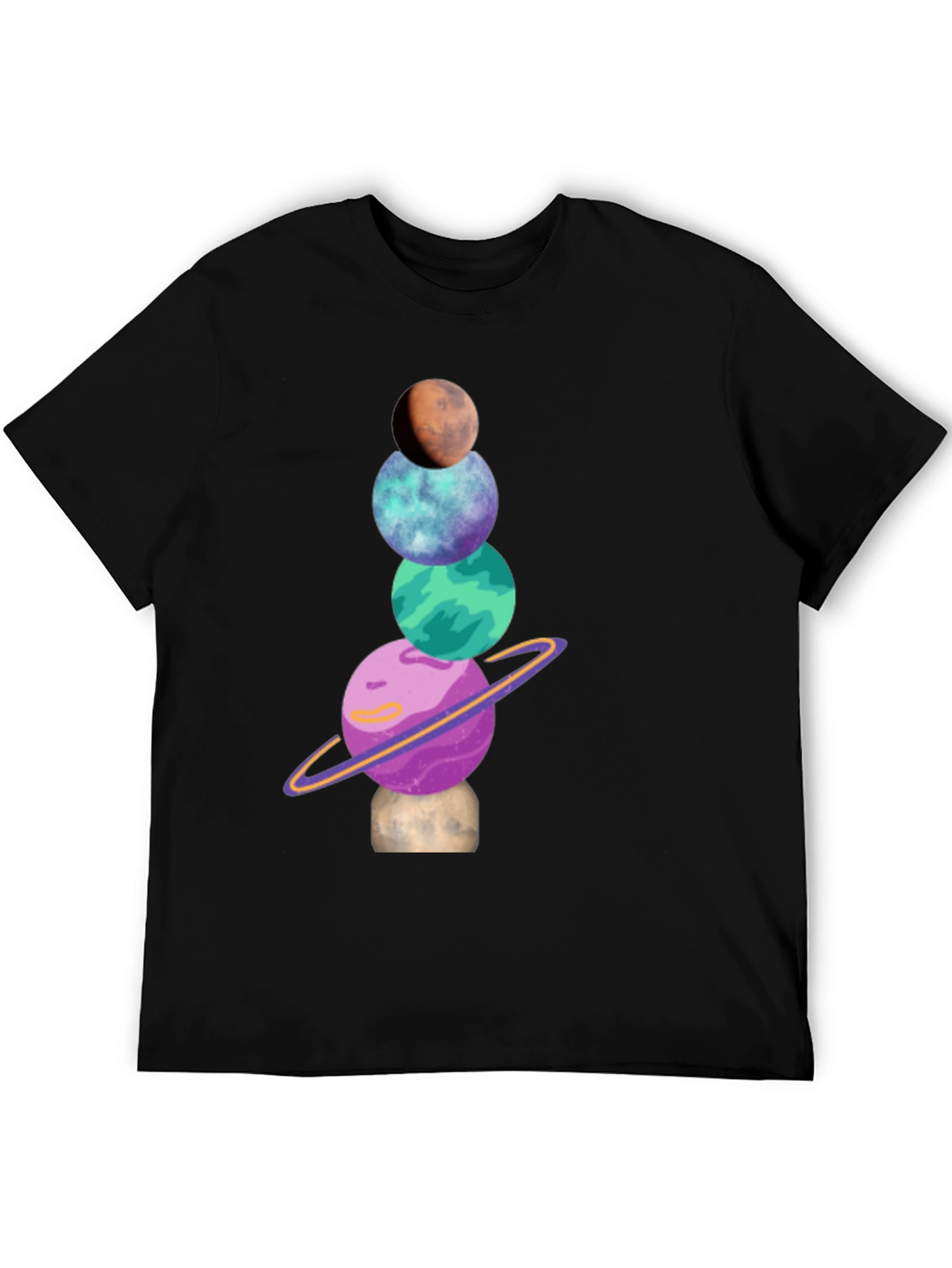 Planets Stack Graphic Tee - Trendy Space Shirt