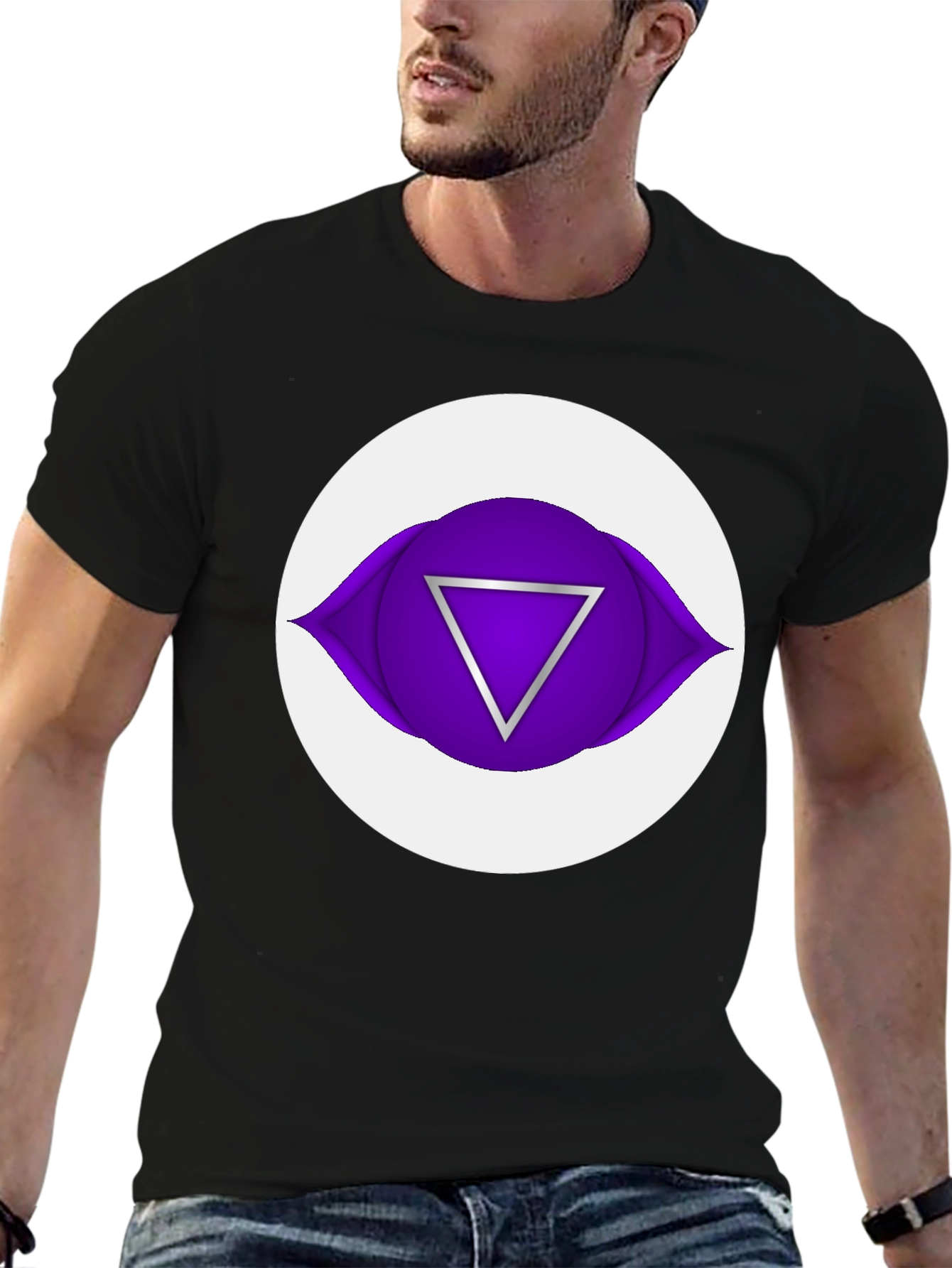 Third Eye Chakra Graphic Tee - Black Cotton T-Shirt