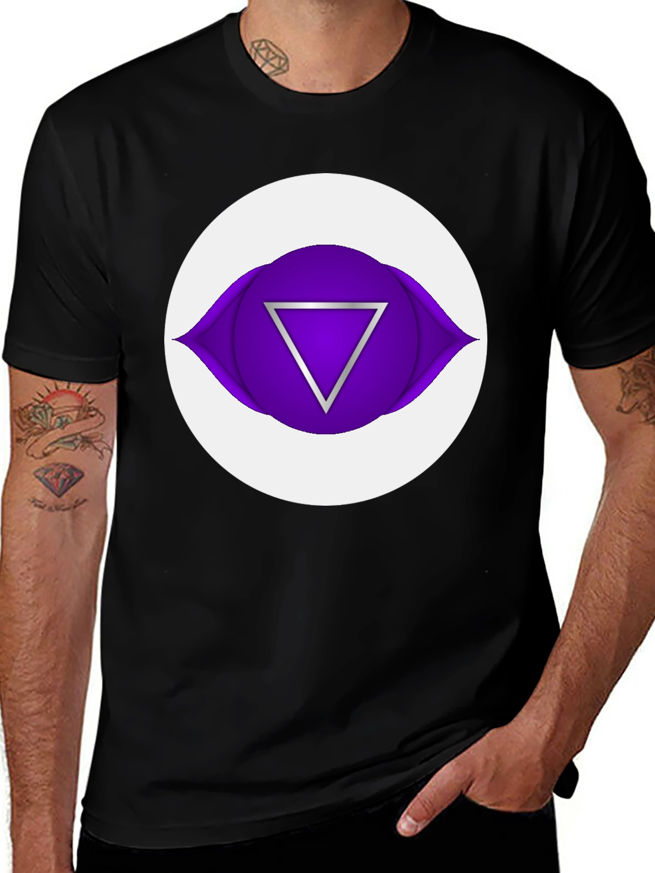 Third Eye Chakra Graphic Tee - Black Cotton T-Shirt