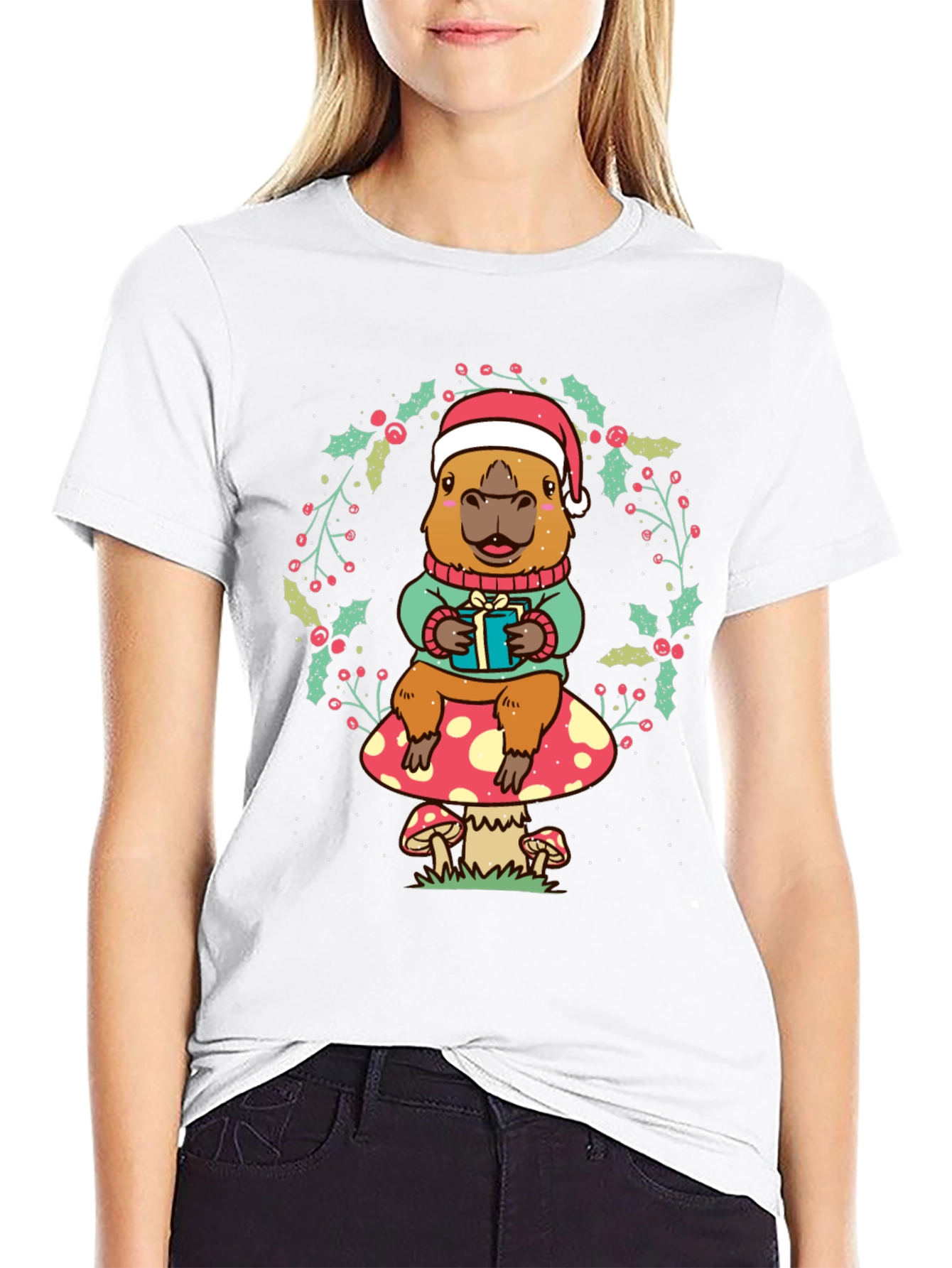 Festive Capybara Christmas T-Shirt