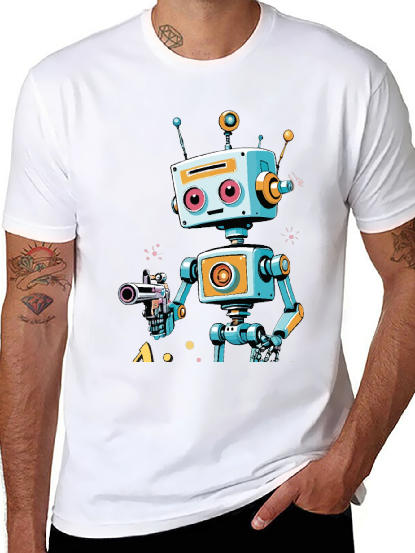 Retro Robot Graphic Tee - Sci-Fi Style Shirt