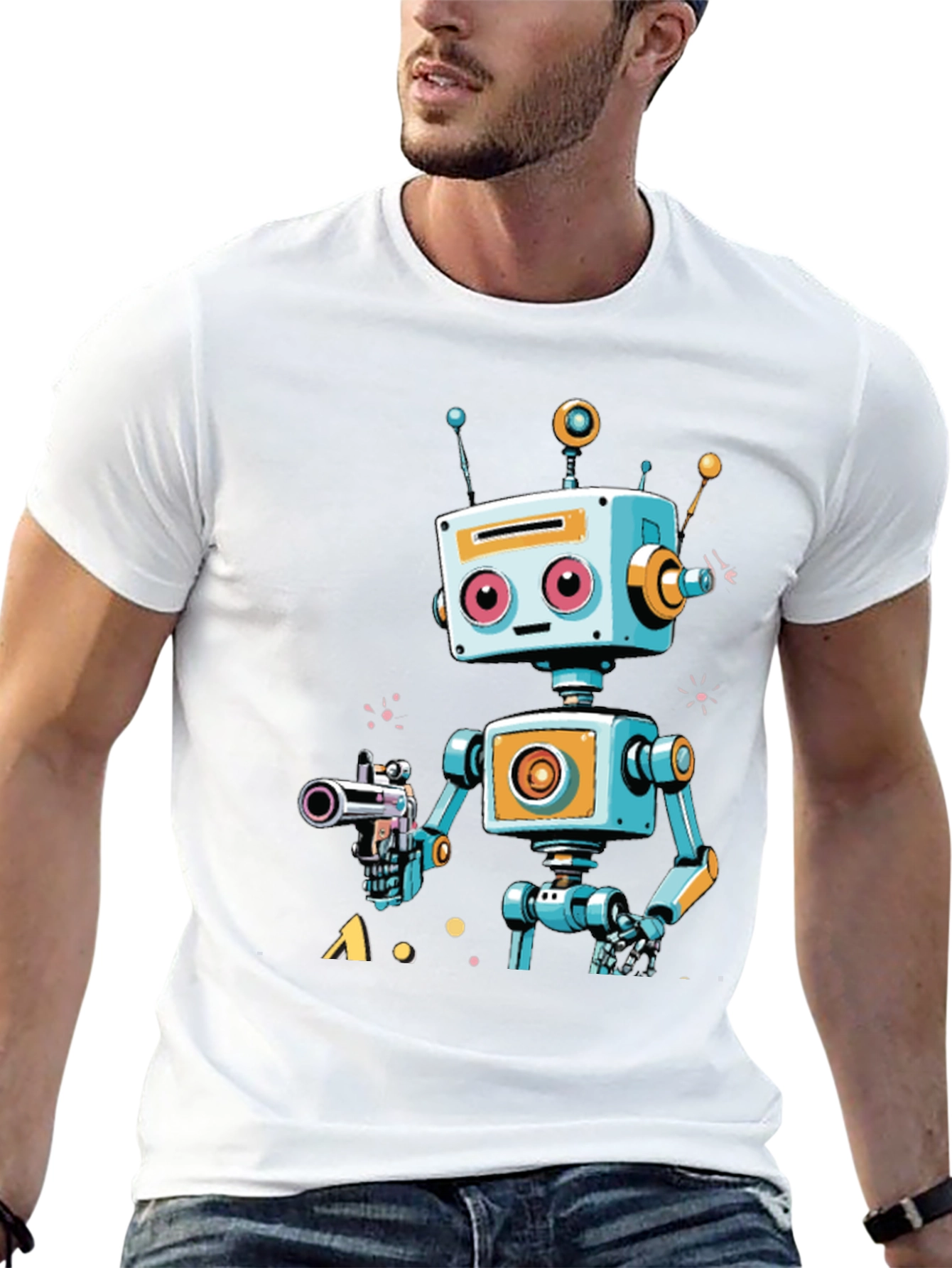 Retro Robot Graphic Tee - Sci-Fi Style Shirt