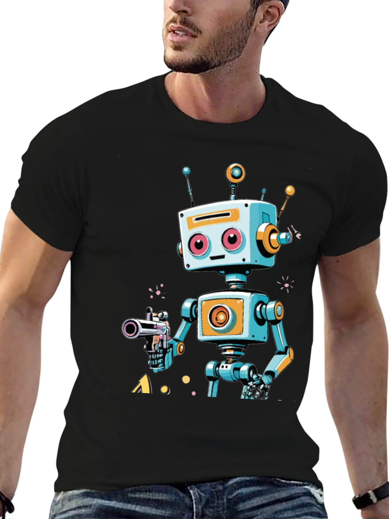 Retro Robot Graphic Tee - Sci-Fi Style Shirt