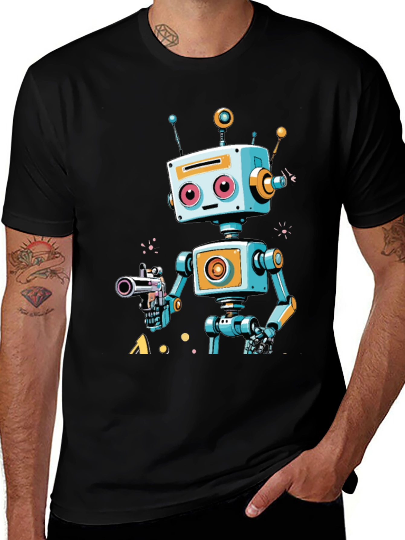 Retro Robot Graphic Tee - Sci-Fi Style Shirt