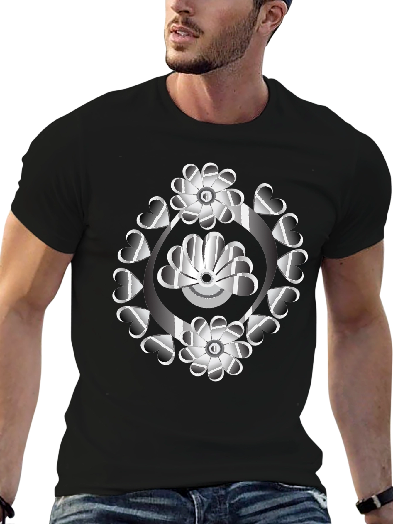 Abstract Floral Heart T-Shirt