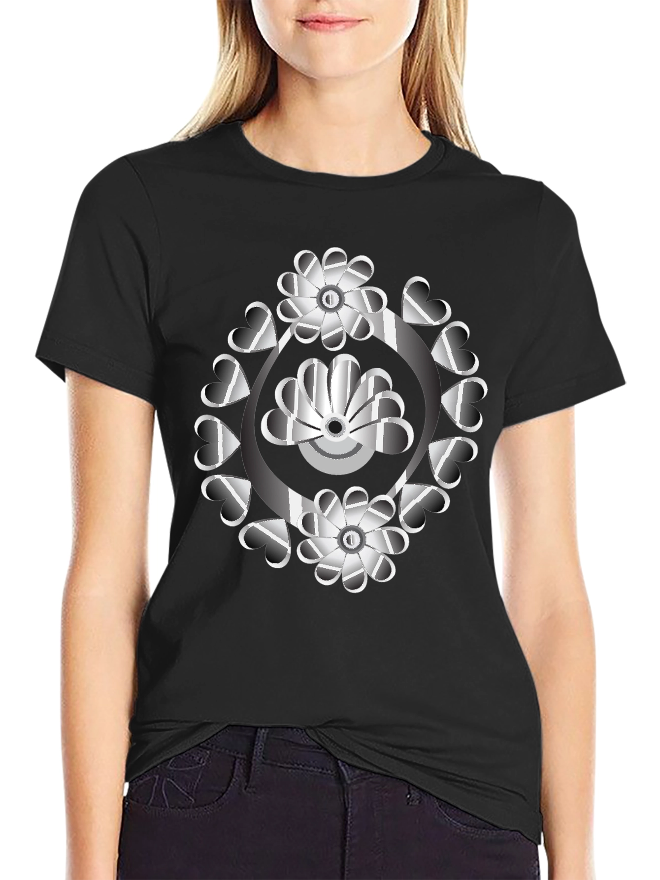 Abstract Floral Heart T-Shirt