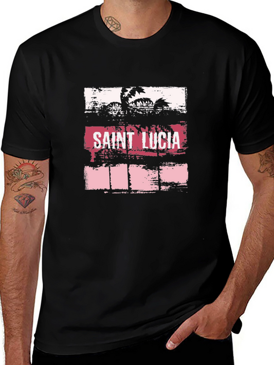 Saint Lucia Graphic Tee - Island Palm Tree Design