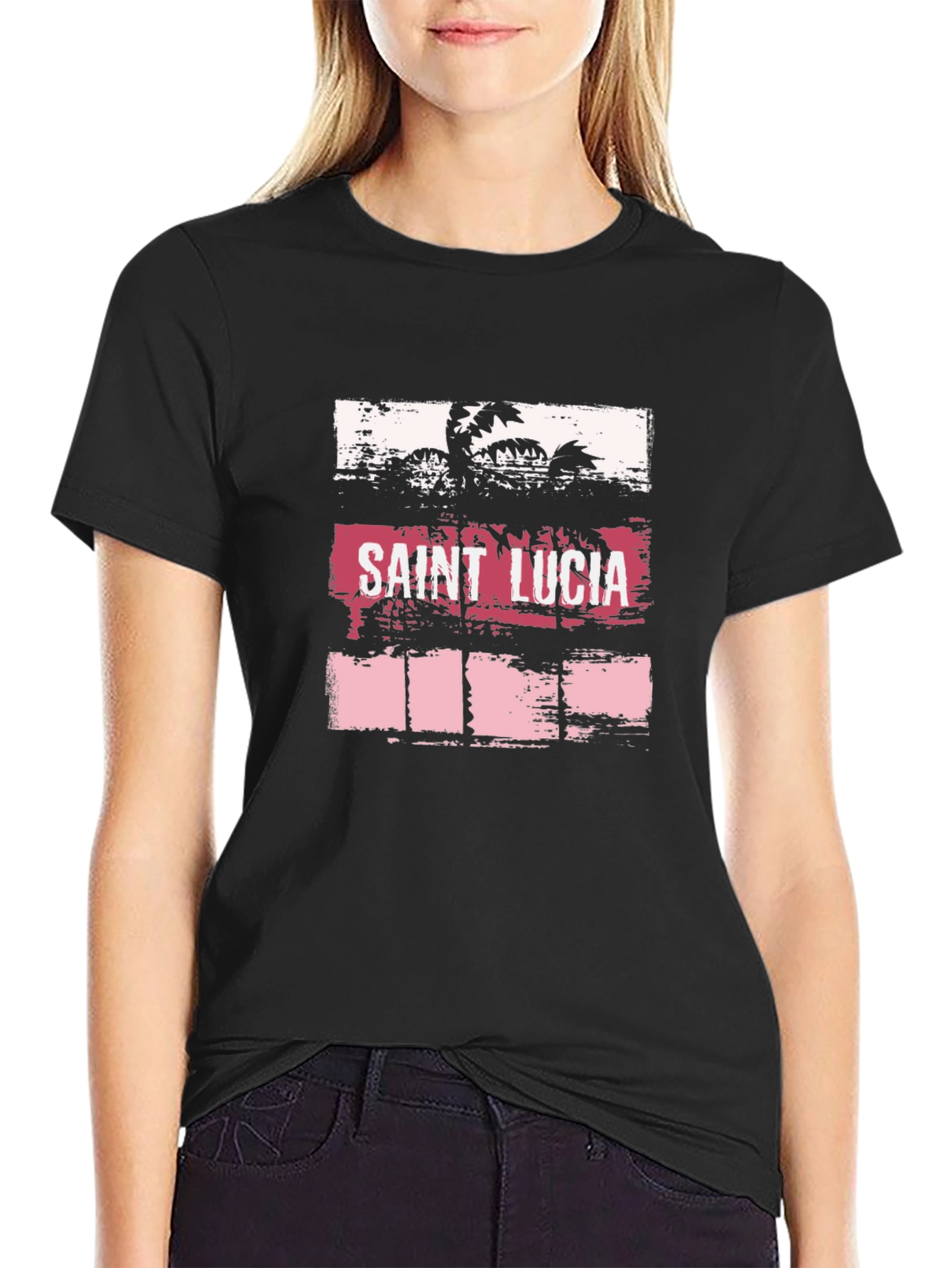 Saint Lucia Graphic Tee - Island Palm Tree Design