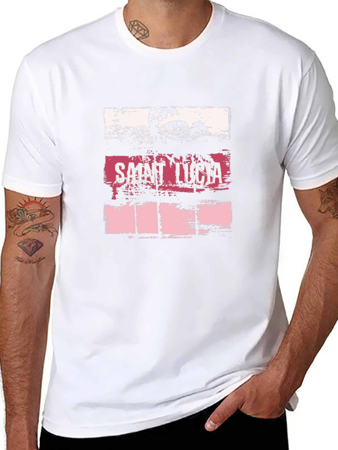Saint Lucia Graphic Tee - Island Palm Tree Design