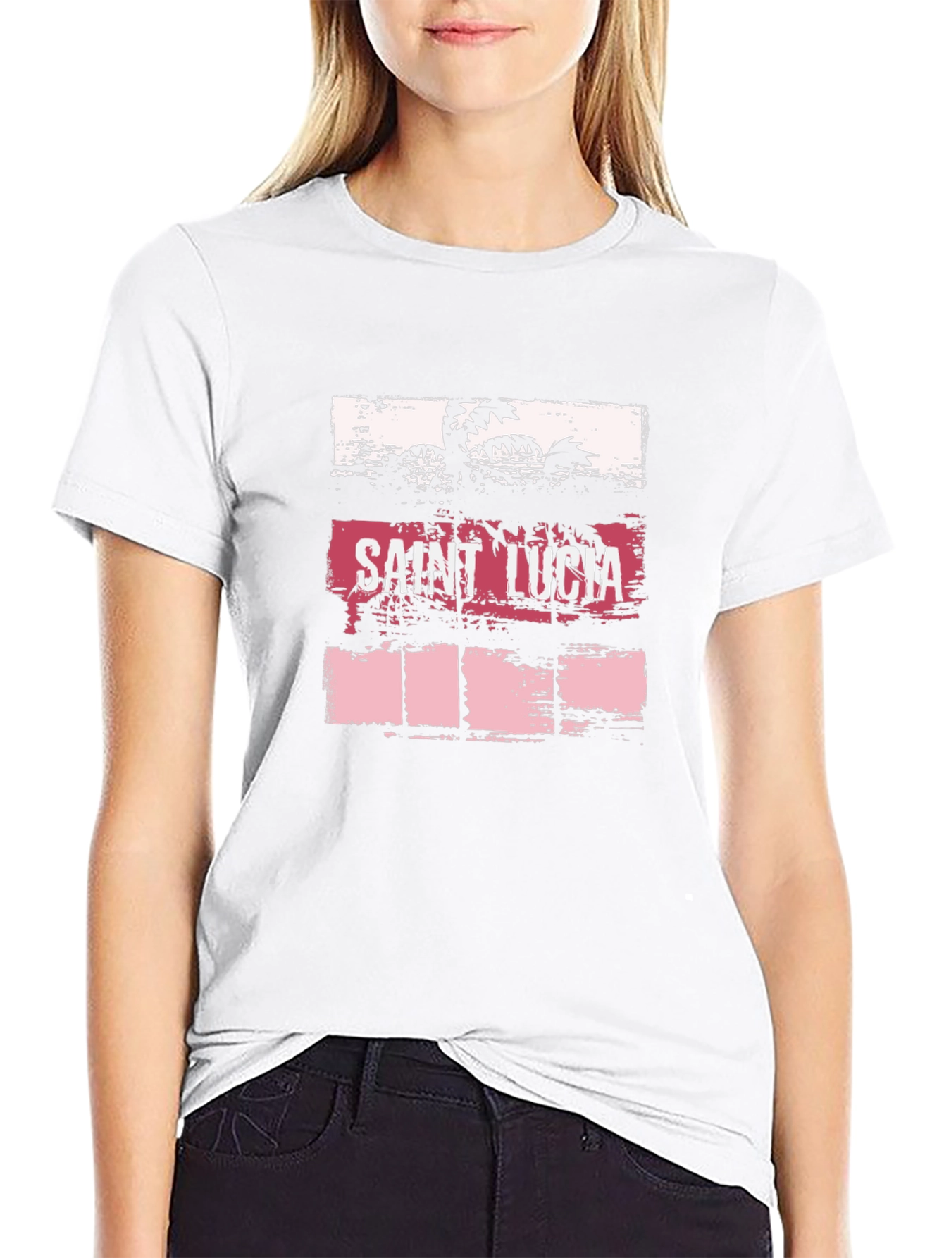 Saint Lucia Graphic Tee - Island Palm Tree Design