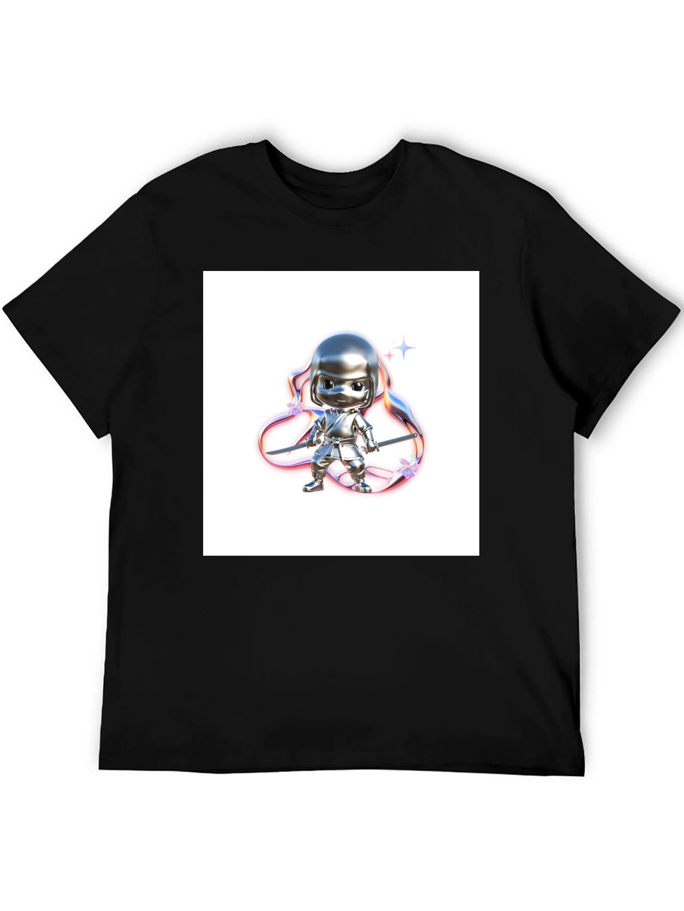 Black T-Shirt with Ninja Warrior Graphic