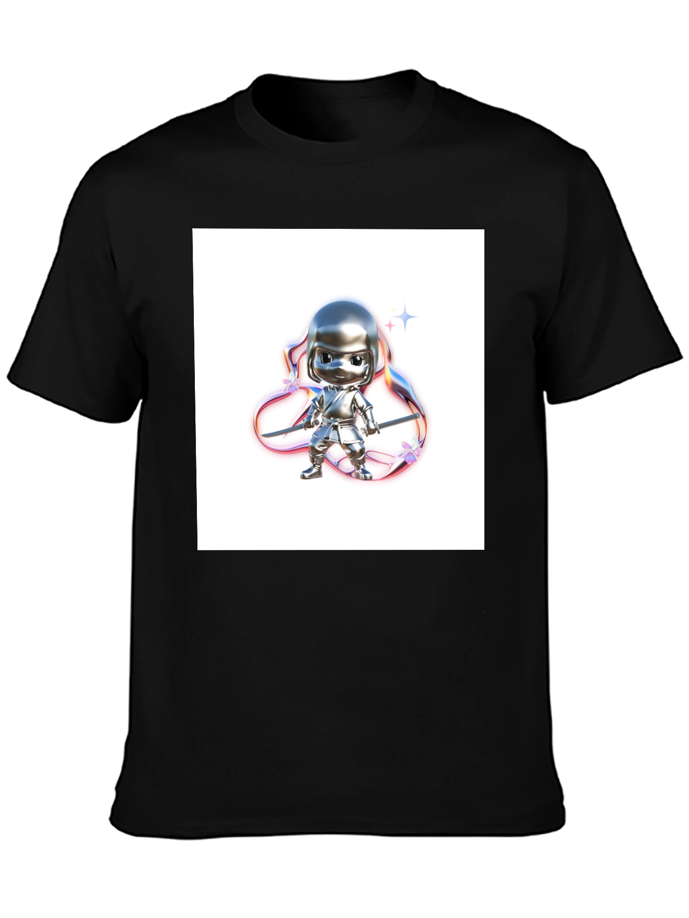 Black T-Shirt with Ninja Warrior Graphic