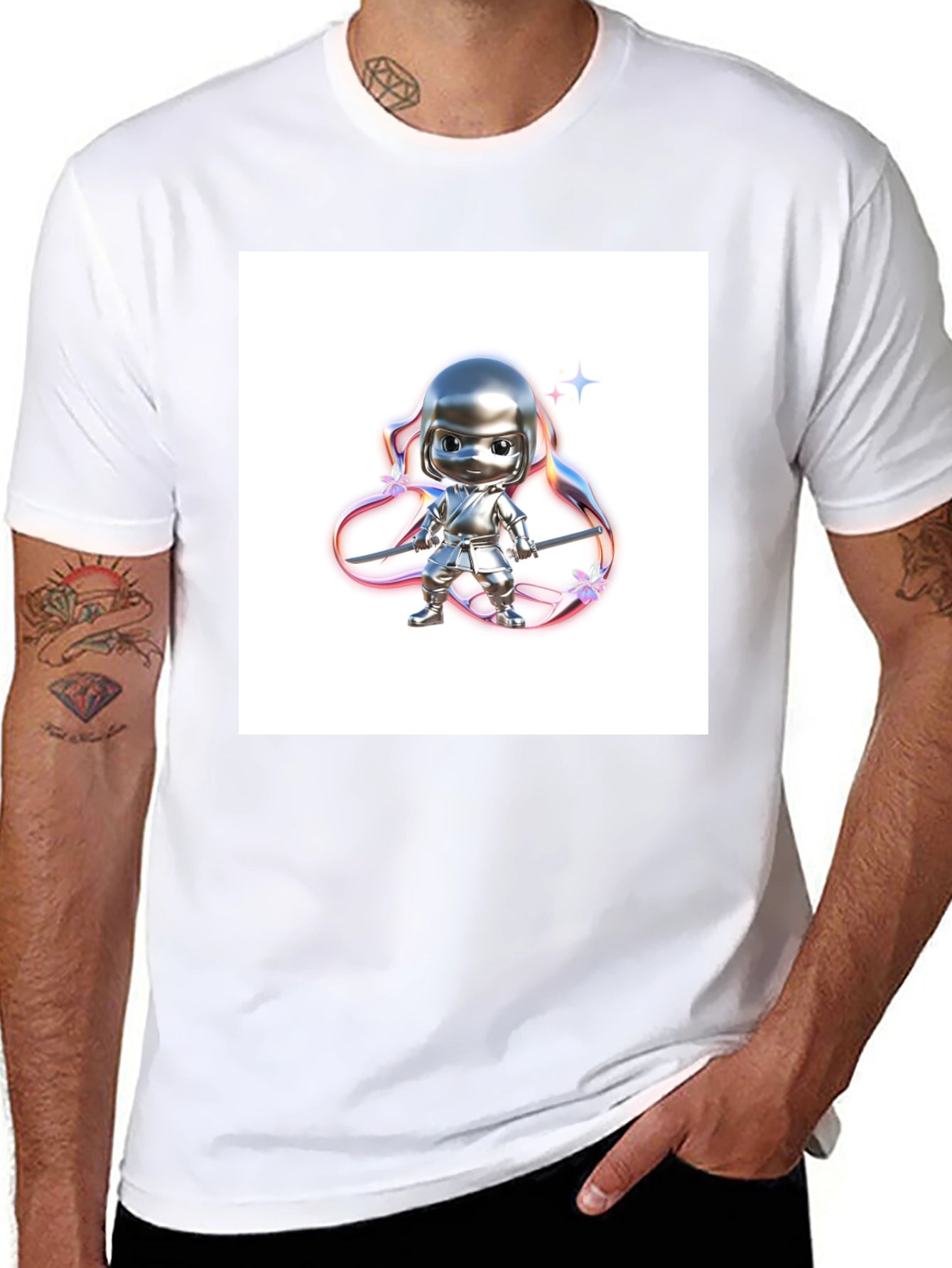 Black T-Shirt with Ninja Warrior Graphic
