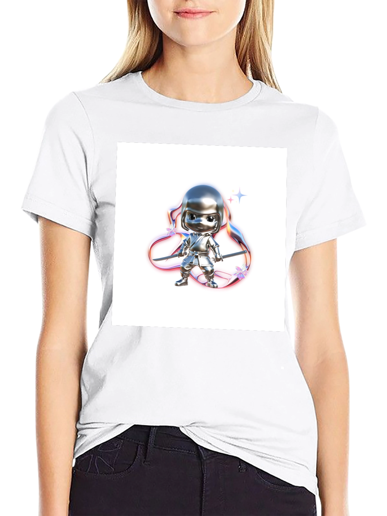 Black T-Shirt with Ninja Warrior Graphic