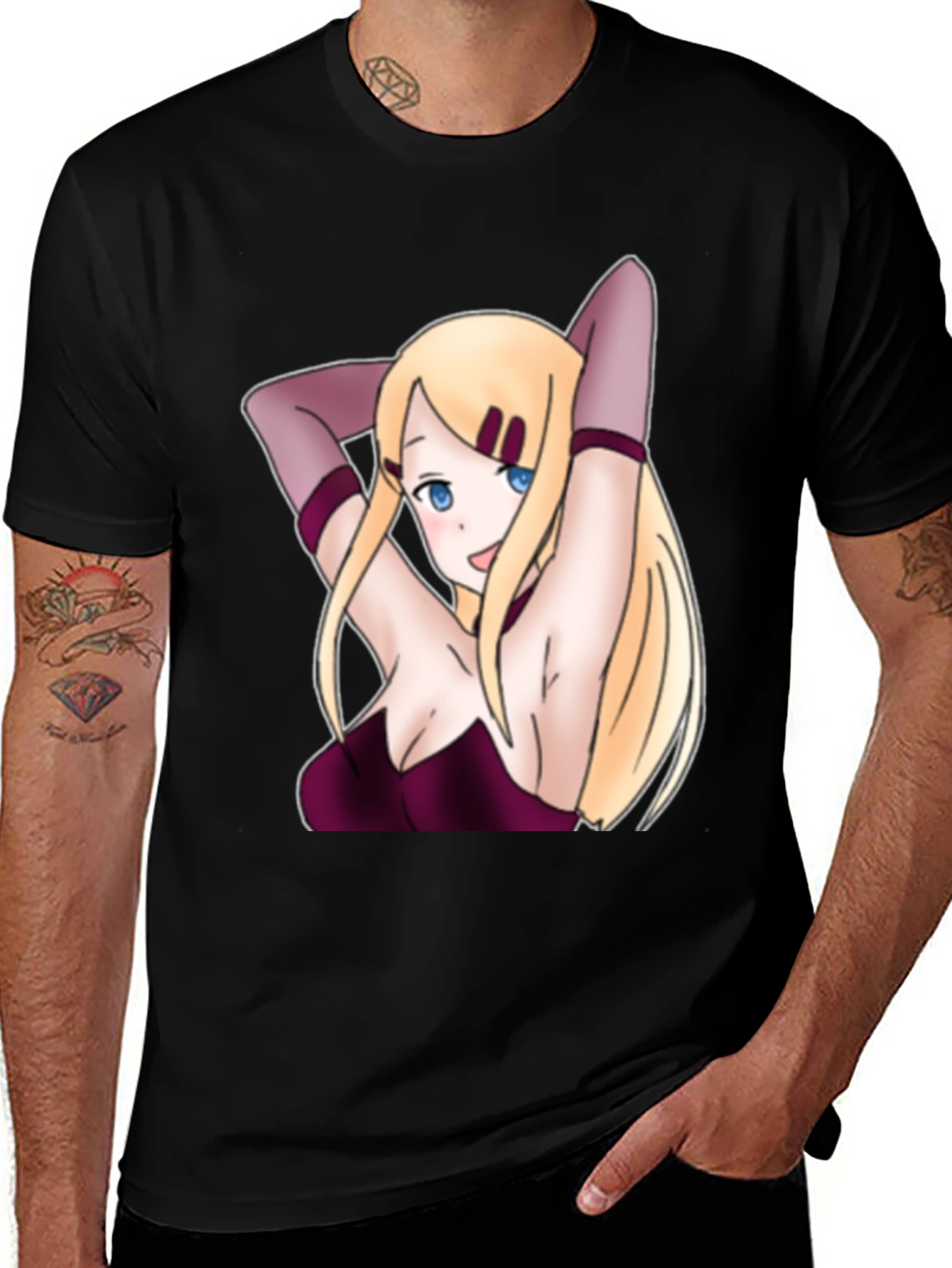 Anime Girl Black T-Shirt