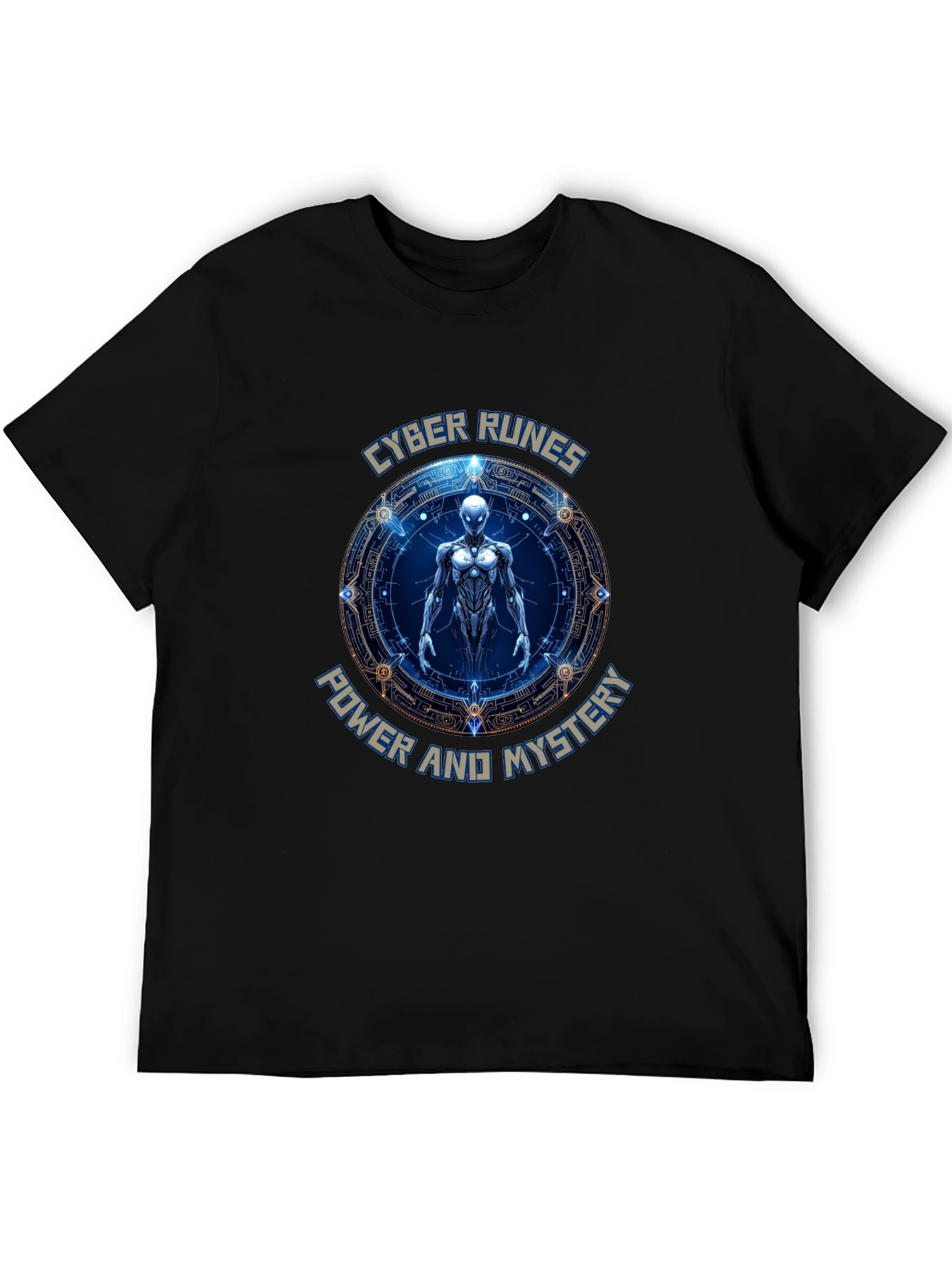 Cyber Runes Graphic T-Shirt - Power & Mystery