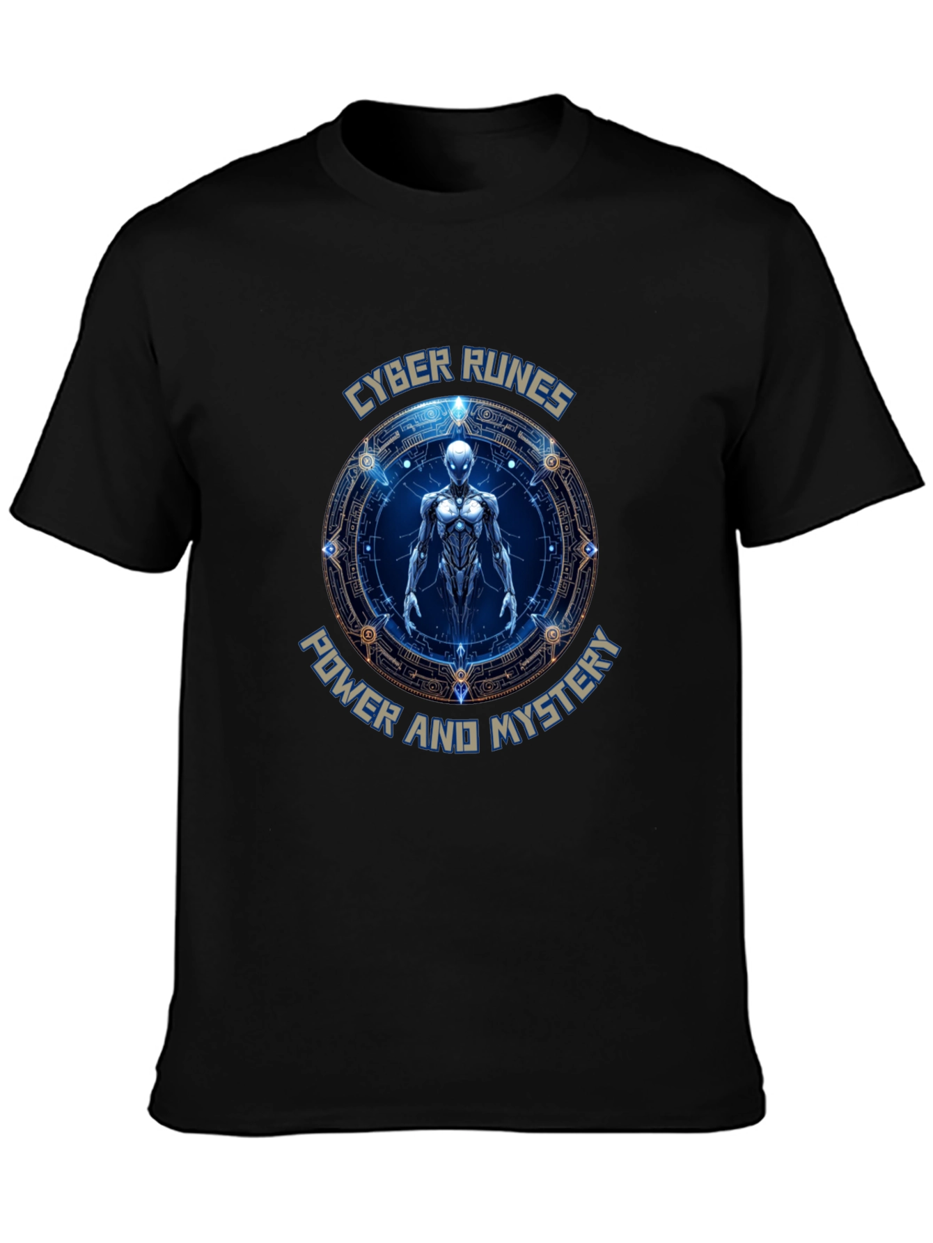 Cyber Runes Graphic T-Shirt - Power & Mystery