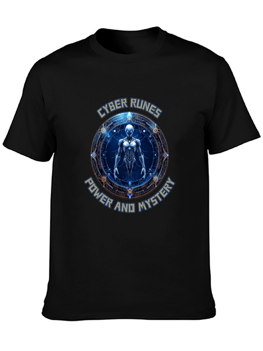 Cyber Runes Graphic T-Shirt - Power & Mystery