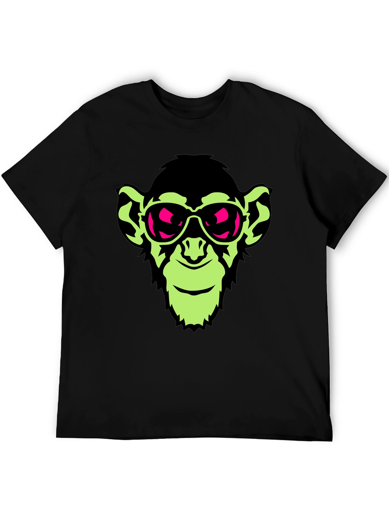 Cool Monkey Graphic Tee - Black Crew Neck T-Shirt