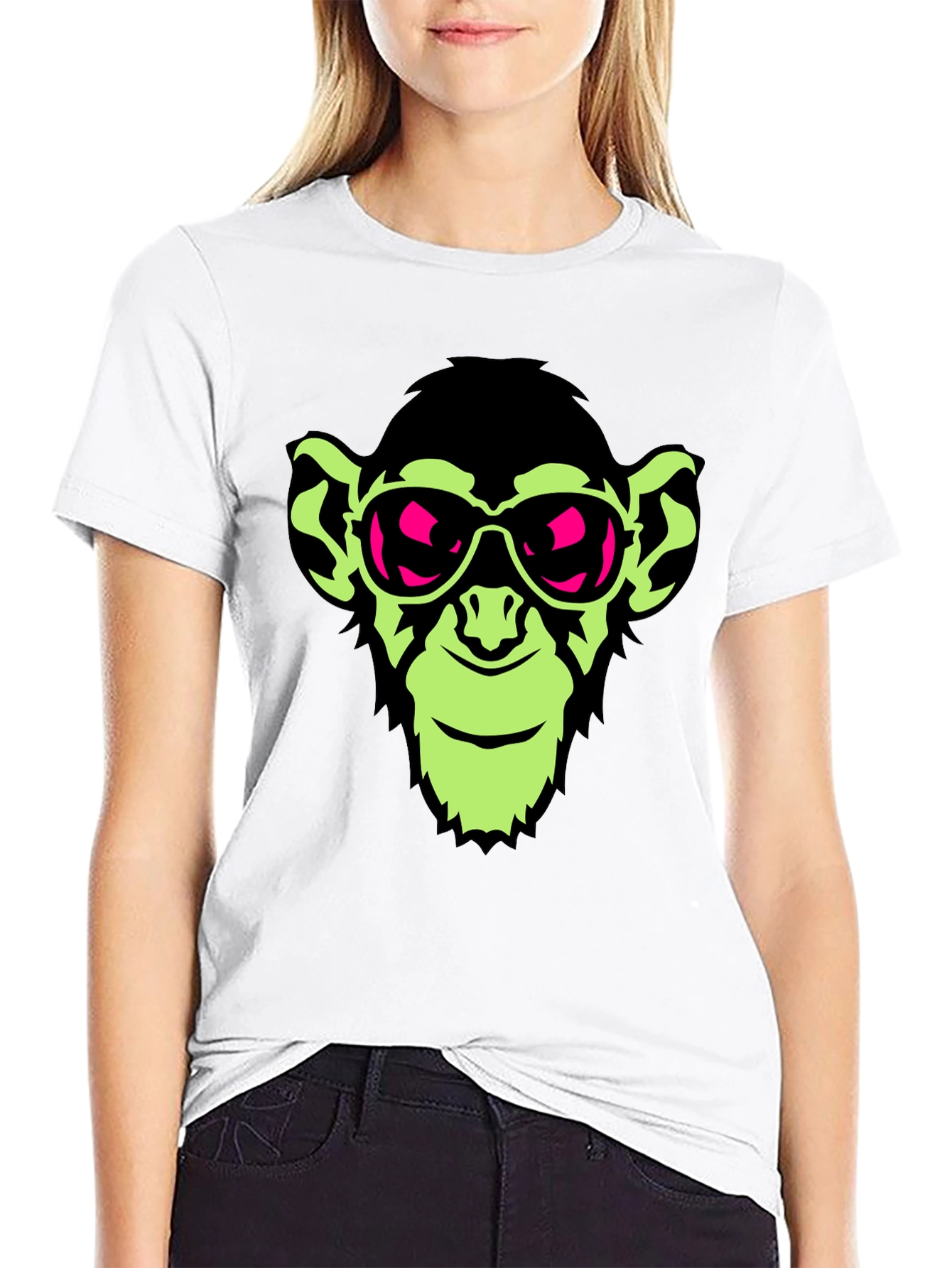 Cool Monkey Graphic Tee - Black Crew Neck T-Shirt