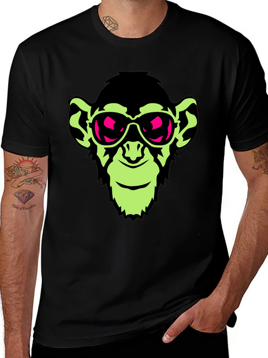 Cool Monkey Graphic Tee - Black Crew Neck T-Shirt