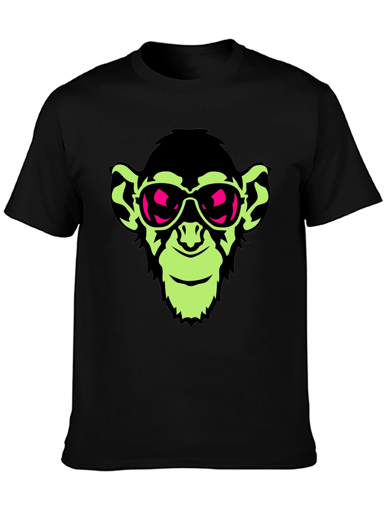 Cool Monkey Graphic Tee - Black Crew Neck T-Shirt