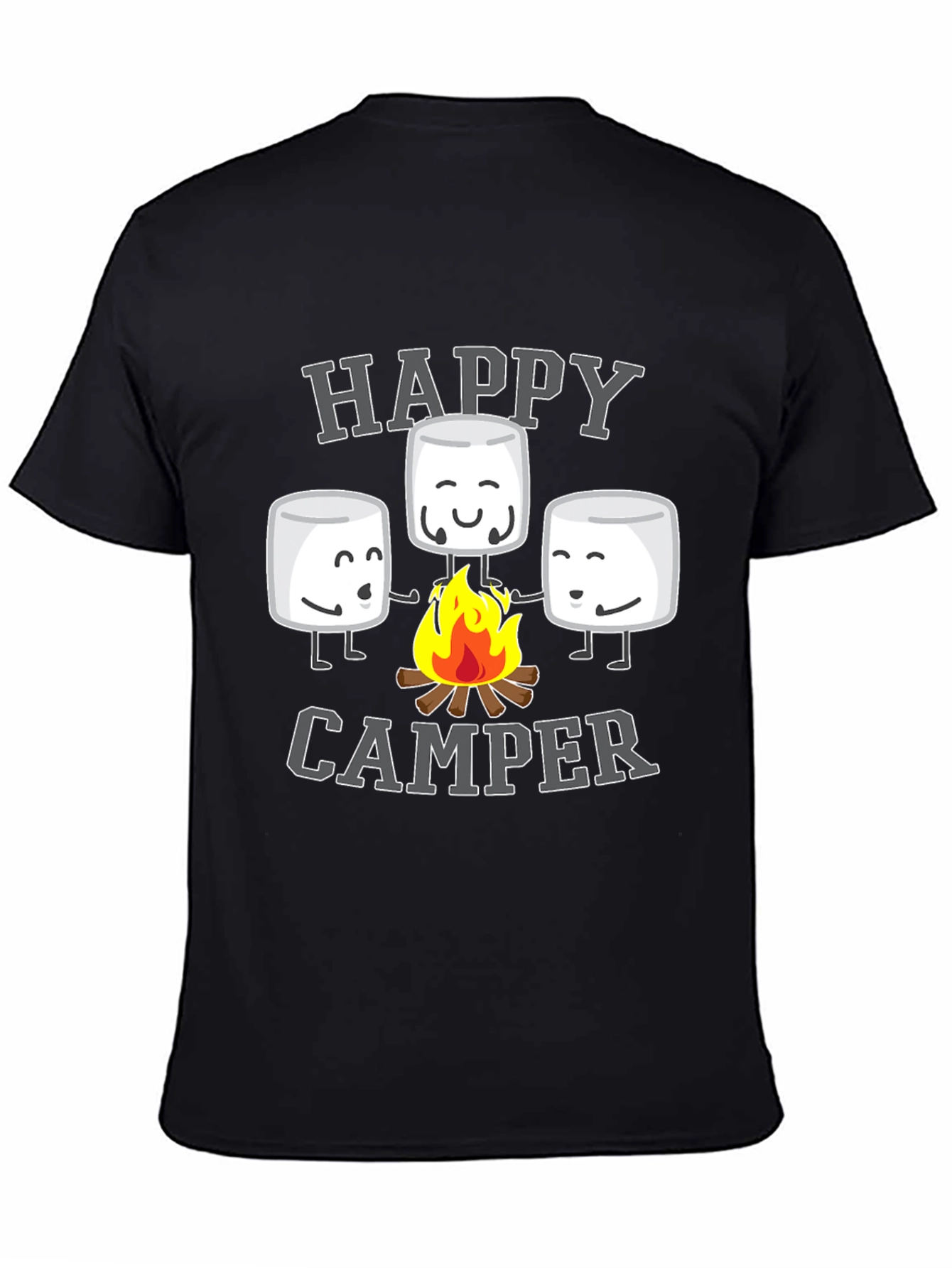 Happy Camper Graphic Tee - Marshmallow Campfire Design