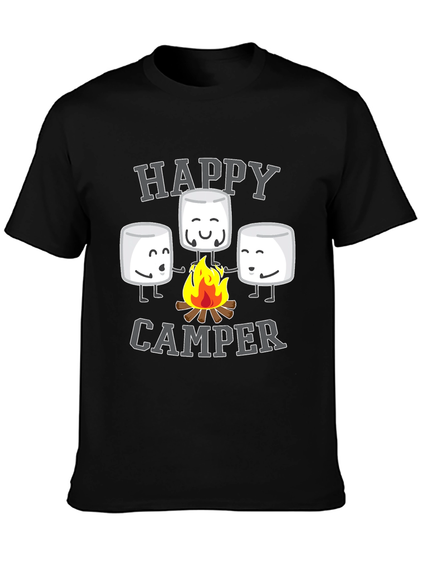 Happy Camper Graphic Tee - Marshmallow Campfire Design