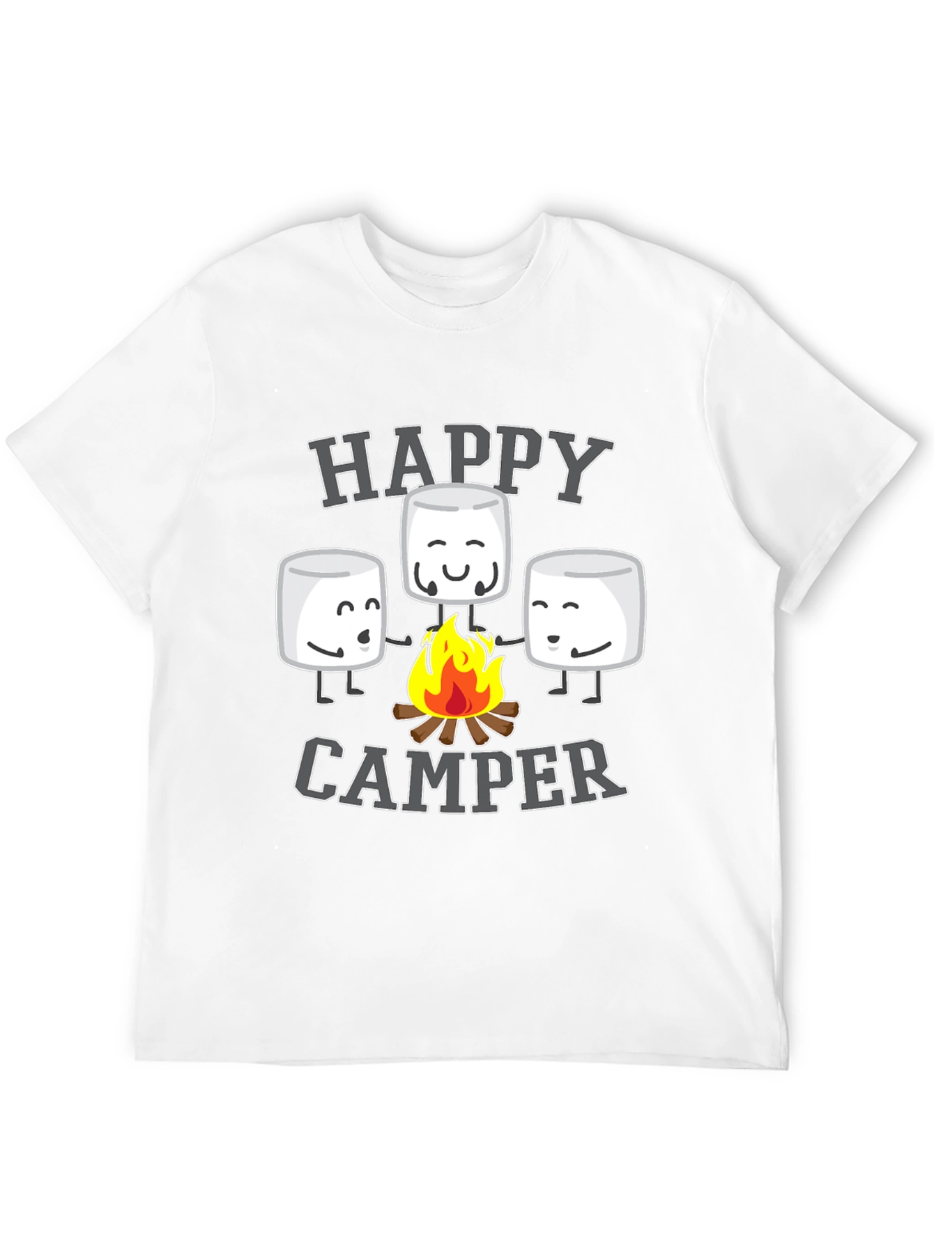 Happy Camper Graphic Tee - Marshmallow Campfire Design