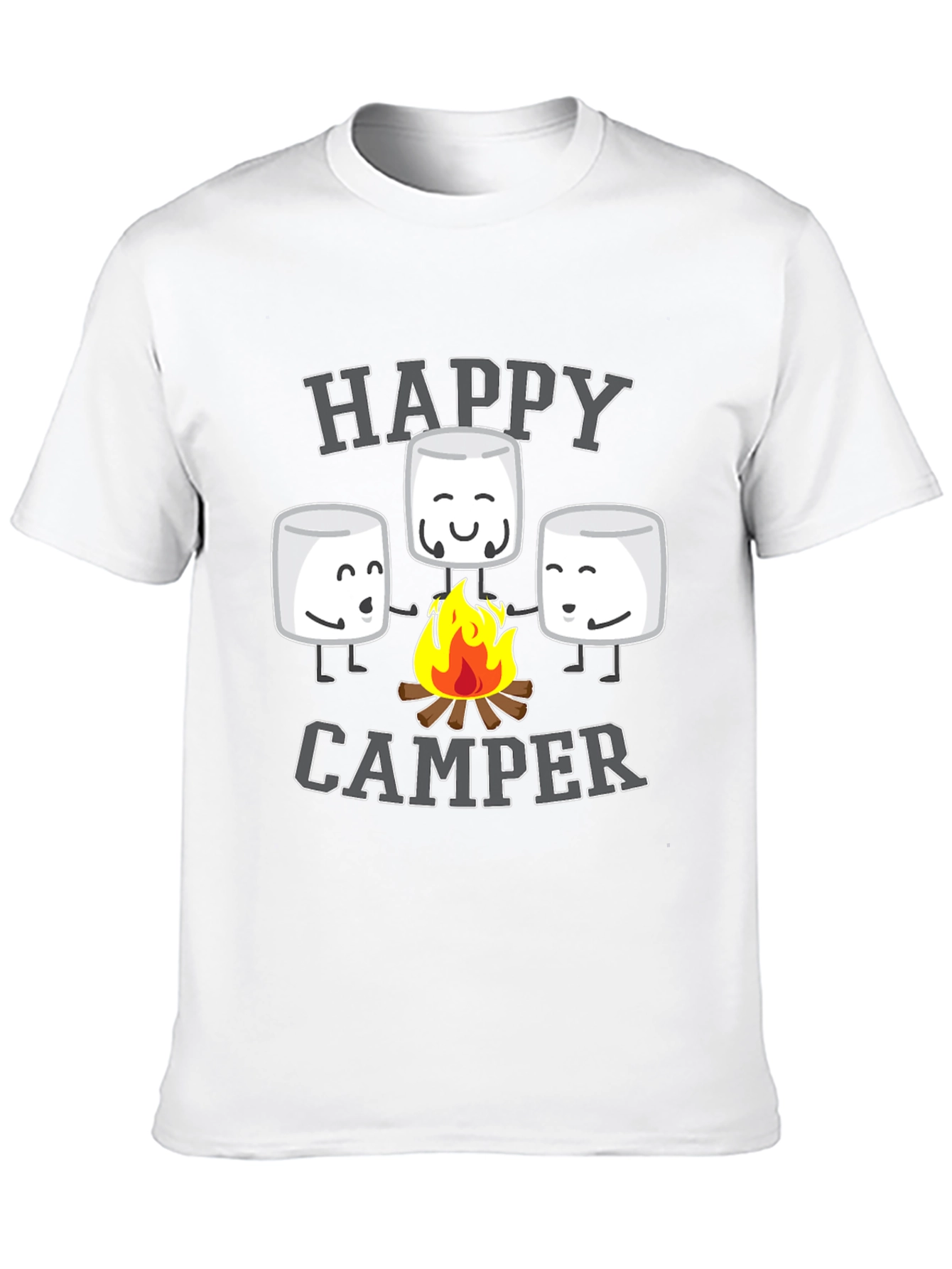 Happy Camper Graphic Tee - Marshmallow Campfire Design