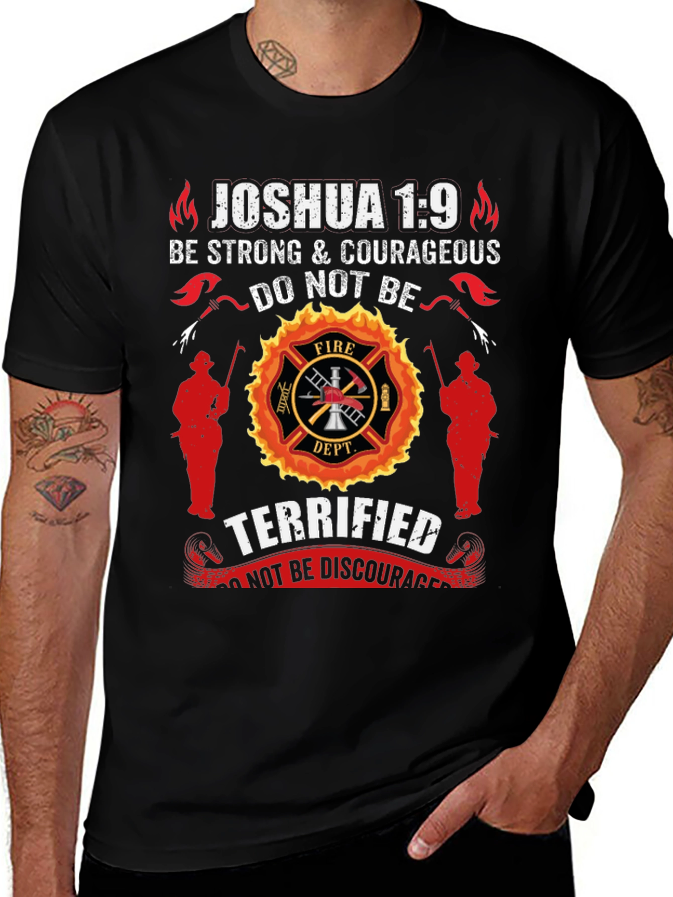 Firefighter Joshua 1:9 Graphic T-Shirt