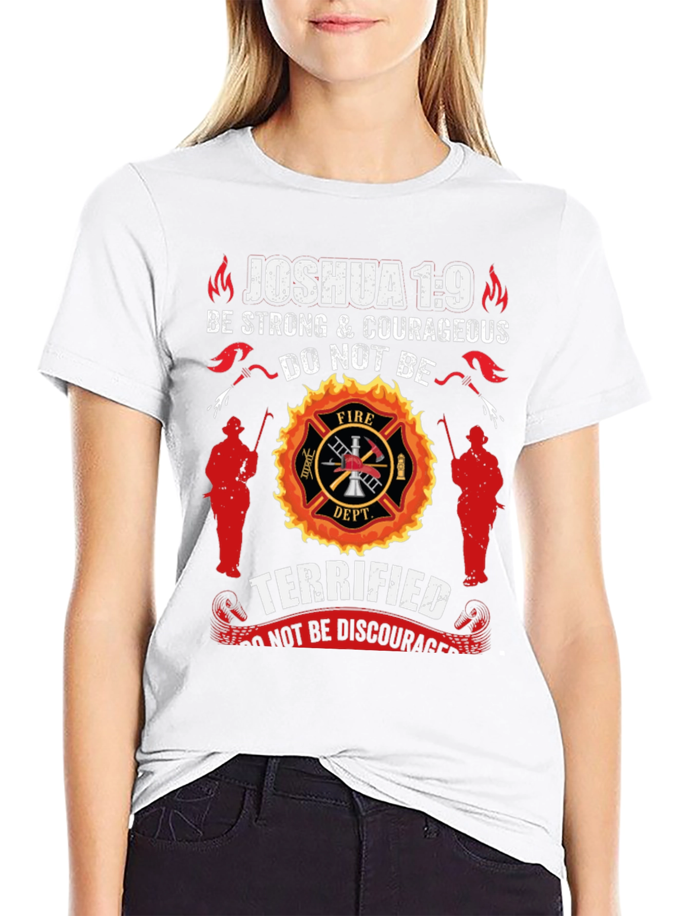 Firefighter Joshua 1:9 Graphic T-Shirt