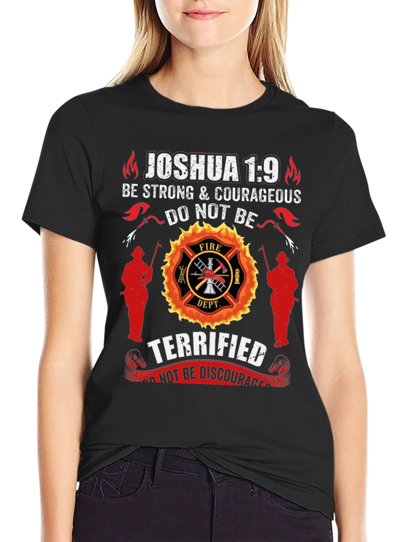 Firefighter Joshua 1:9 Graphic T-Shirt