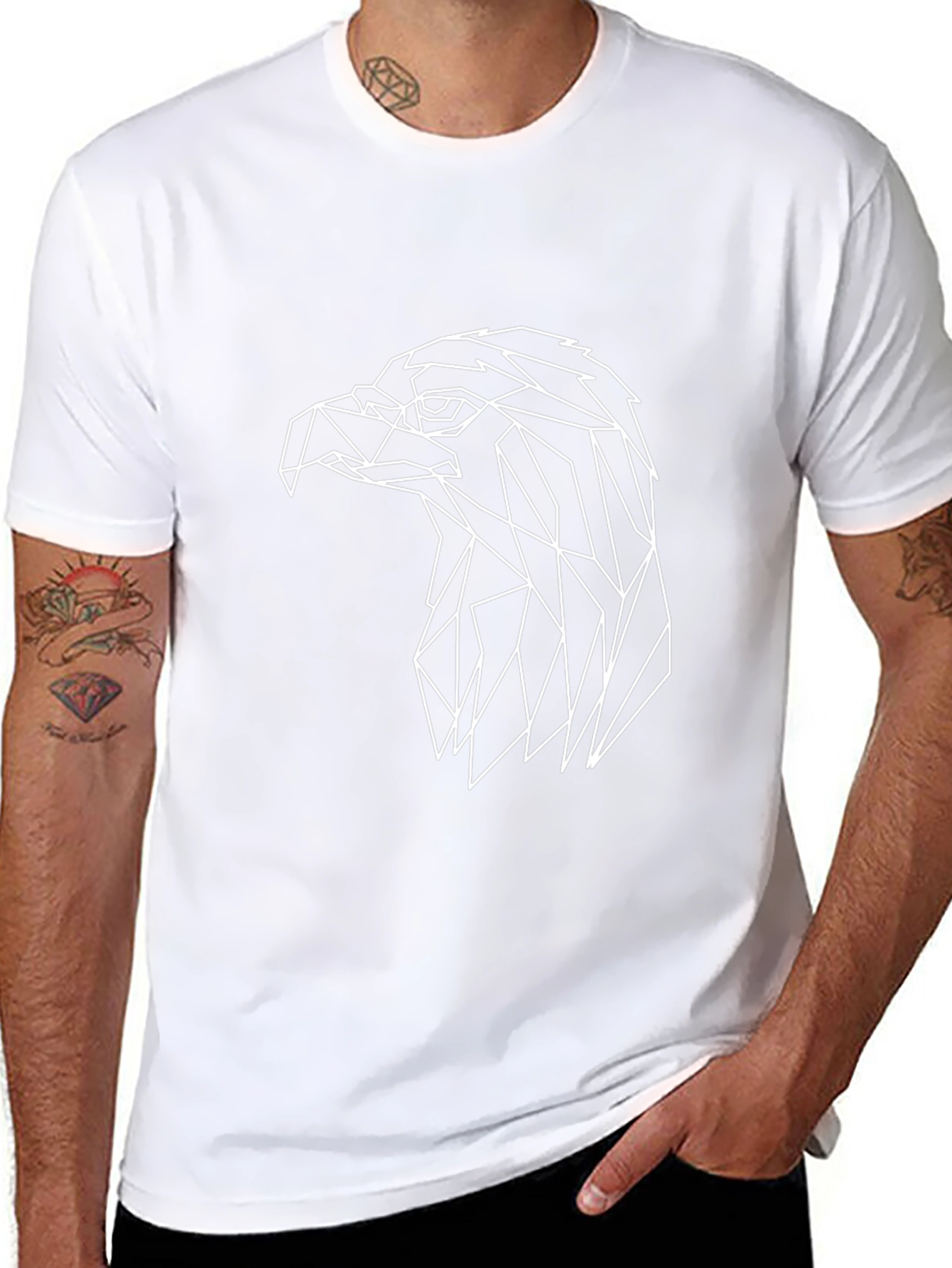 Geometric Eagle Graphic Black T-Shirt