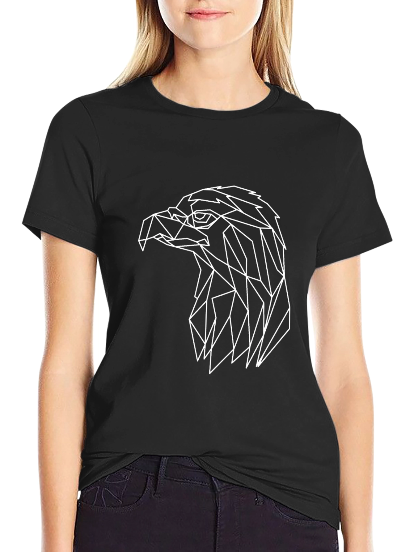 Geometric Eagle Graphic Black T-Shirt