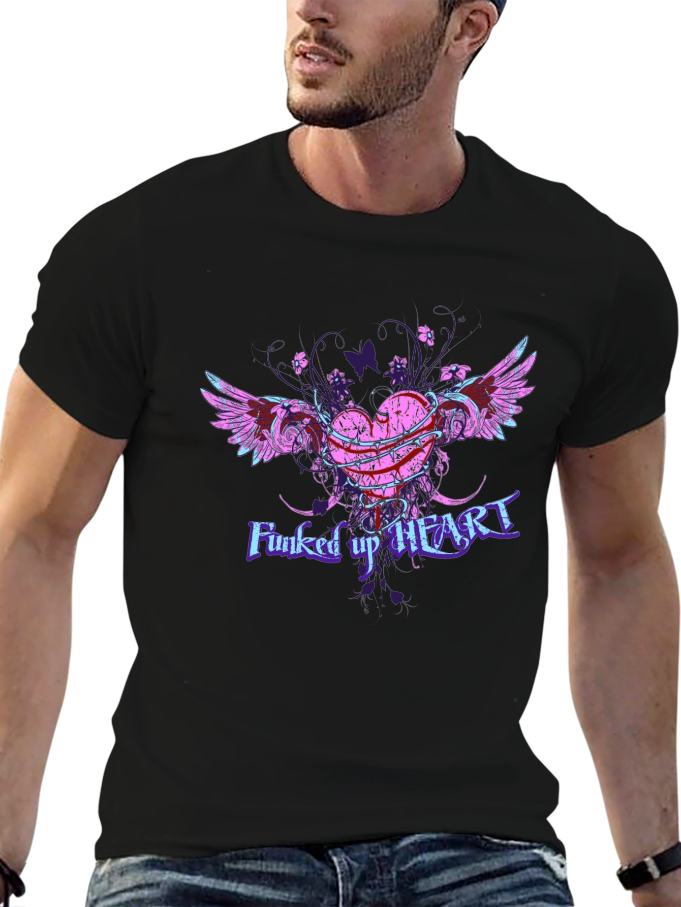 Funcked Up Heart Graphic Tee - Edgy Design