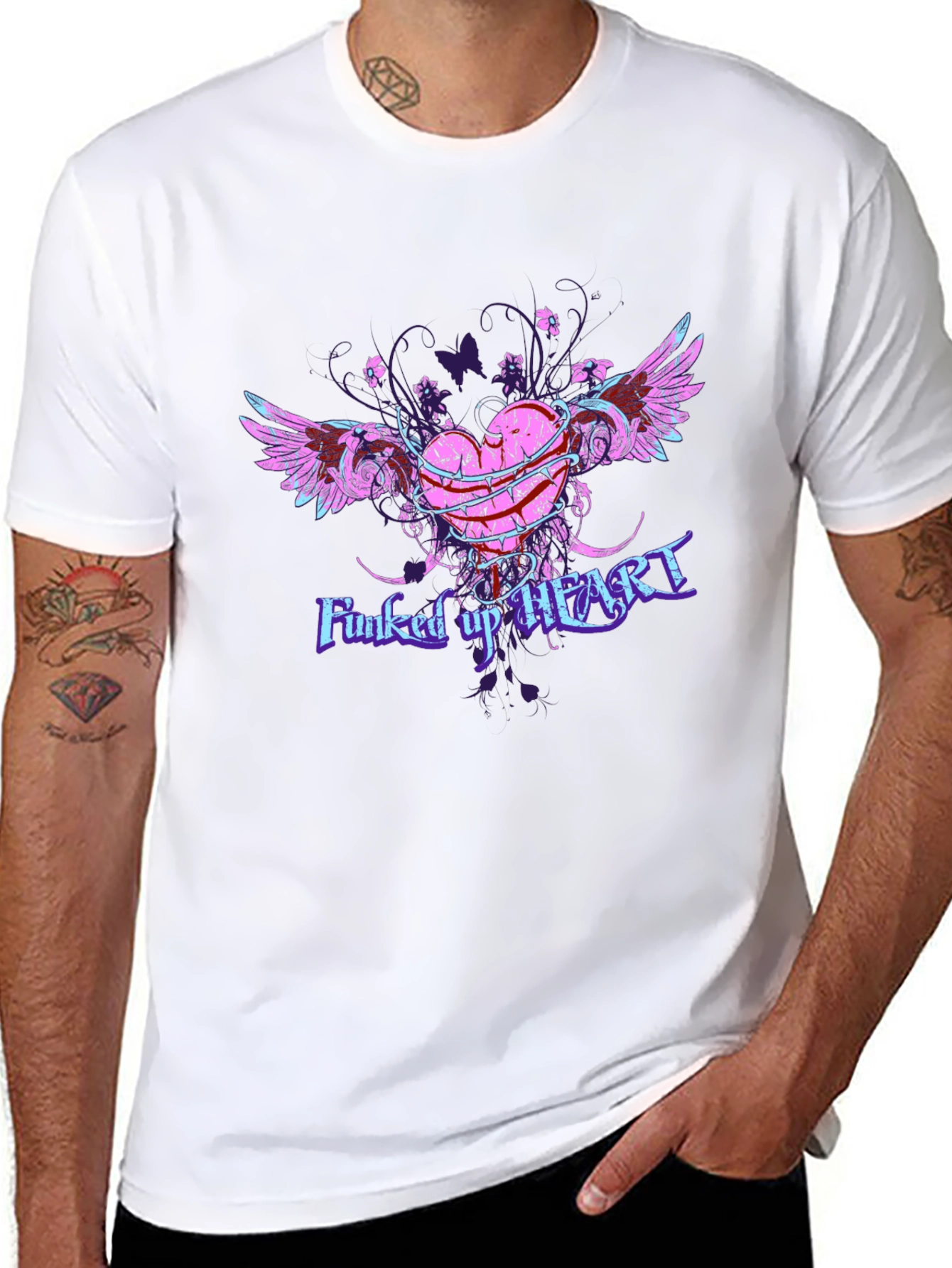 Funcked Up Heart Graphic Tee - Edgy Design