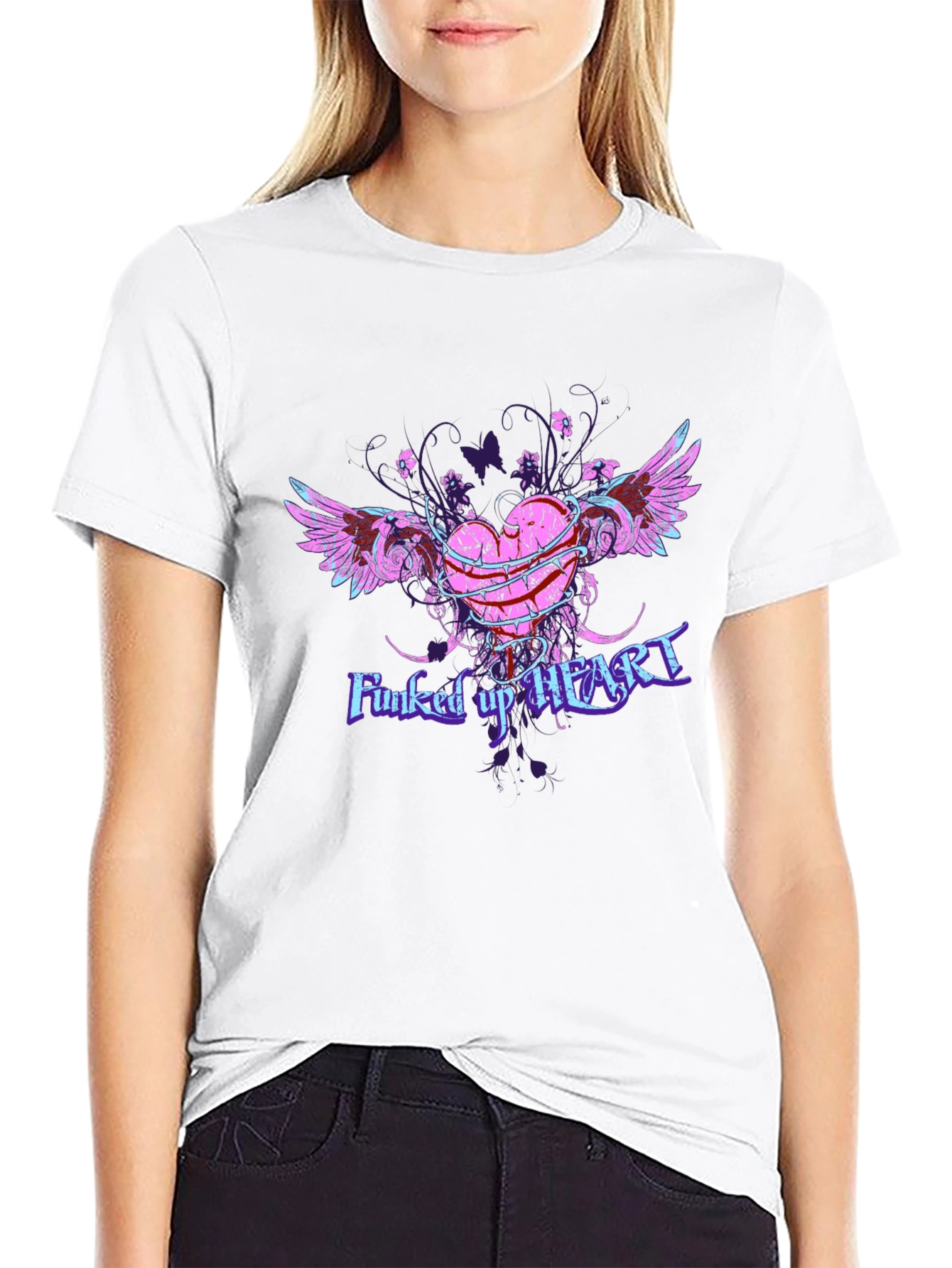 Funcked Up Heart Graphic Tee - Edgy Design