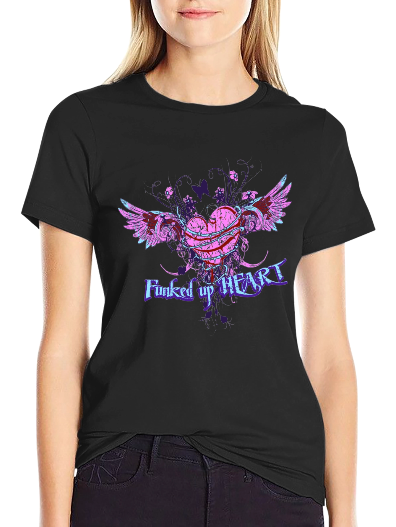 Funcked Up Heart Graphic Tee - Edgy Design