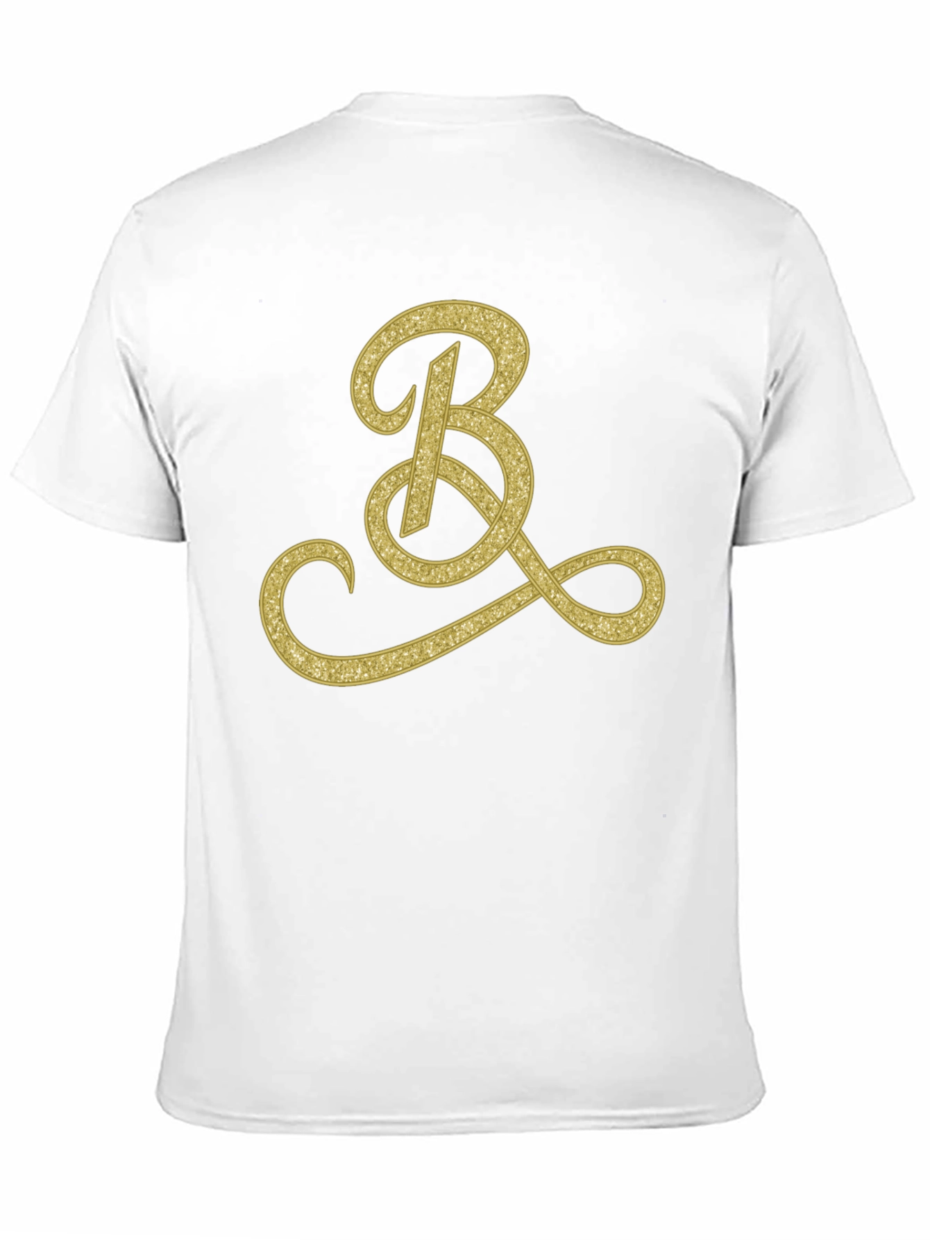 Mens Black T-Shirt with Gold Initial B Design