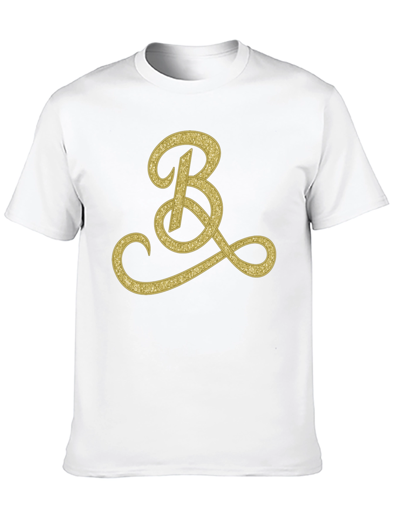 Mens Black T-Shirt with Gold Initial B Design