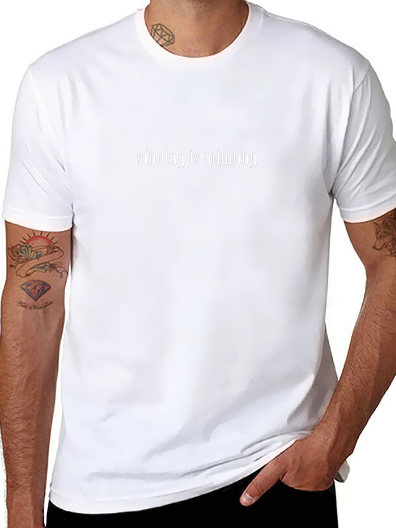 Sinning is Winning Graphic Tee - Black Cotton T-Shirt