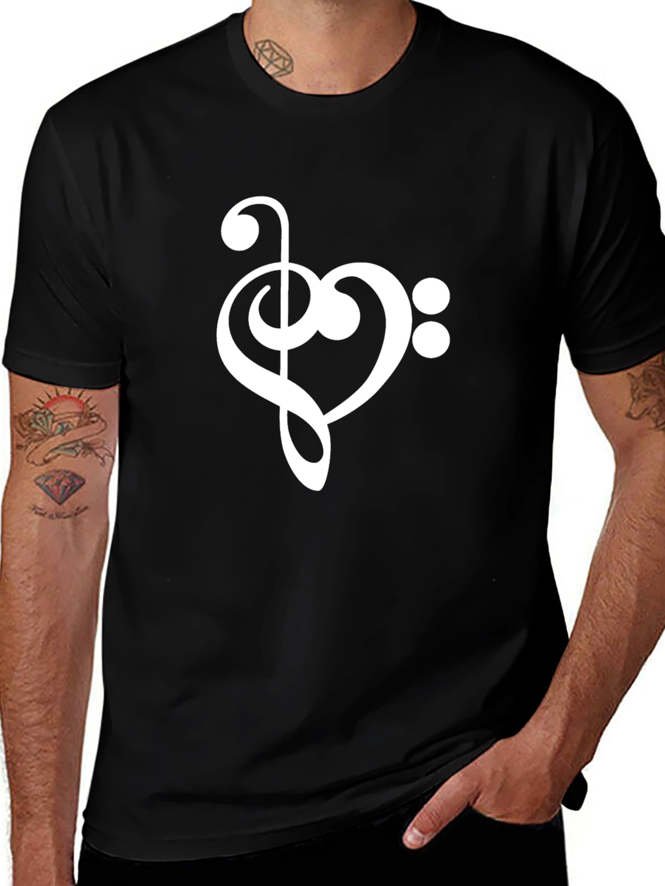 Musical Heart T-Shirt - Black Graphic Tee
