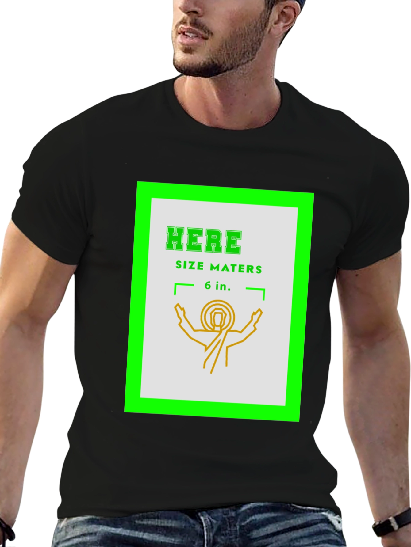 Here Size Maters T-Shirt Funny Graphic Tee