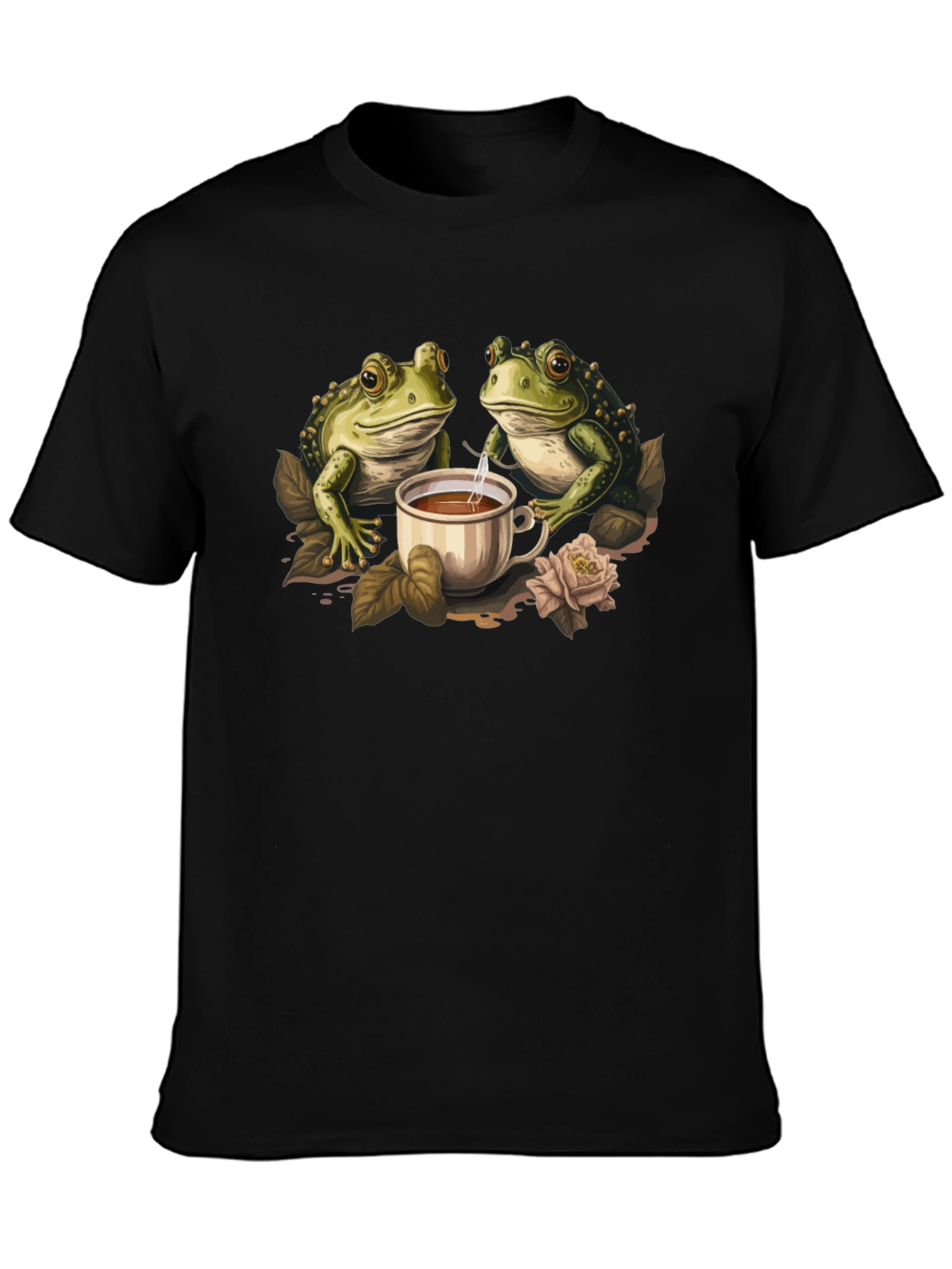 Frog Tea Party Graphic Tee - Cute Amphibian Design