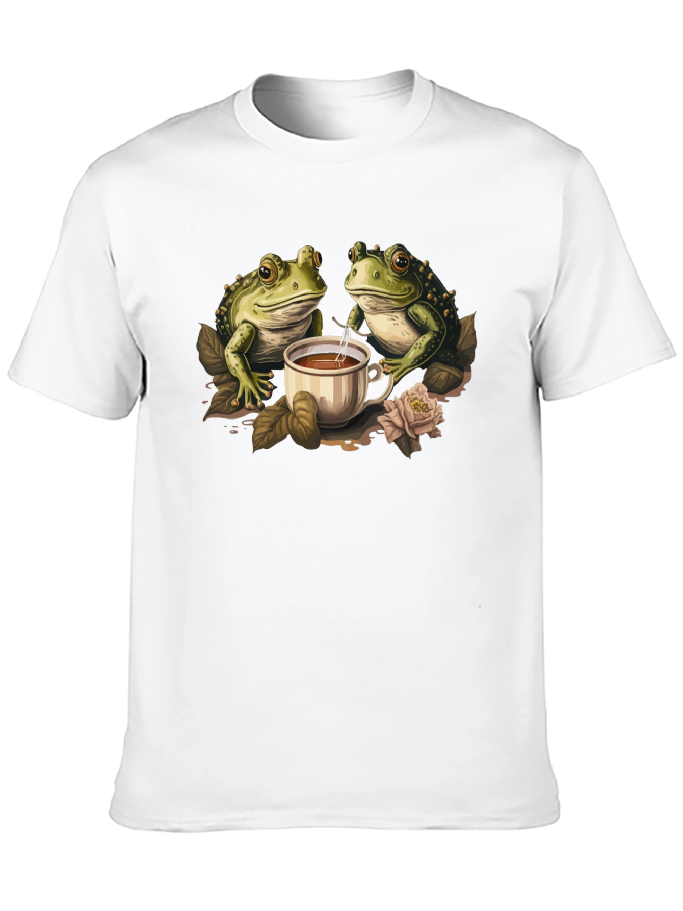 Frog Tea Party Graphic Tee - Cute Amphibian Design