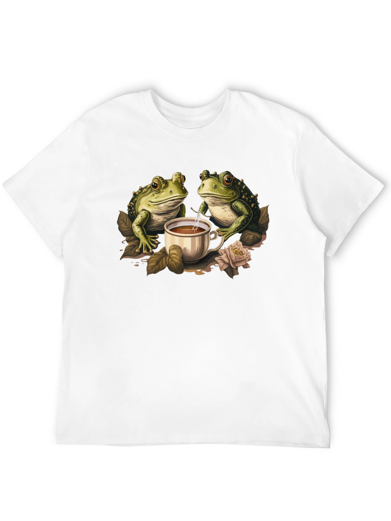 Frog Tea Party Graphic Tee - Cute Amphibian Design