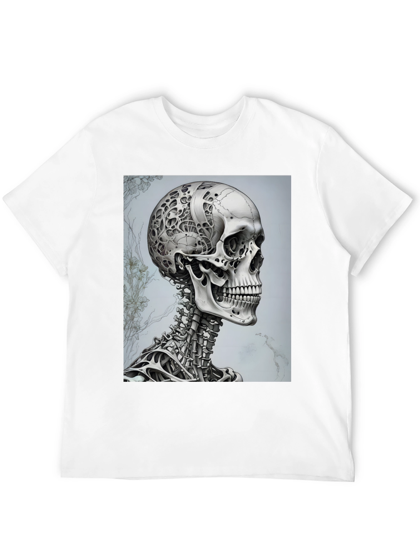 Cyberpunk Skull T-Shirt - Futuristic Anatomical Design